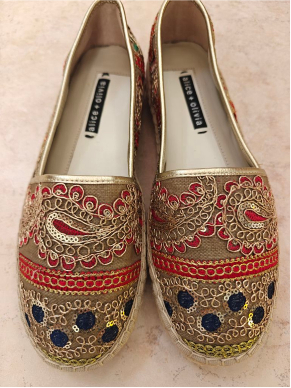 Women's Alice + Olivia Gold Multi-color Espadrilles Size 8.5